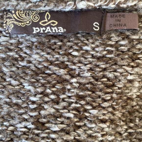Prana Brown Cotton Knit Hooded Cardigan Sz S Boho Coastal Laganlook Yoga Girl - Picture 11 of 12